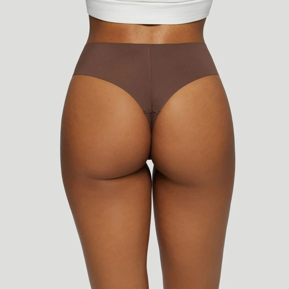 Tanga taille haute marron (Lot de 3)